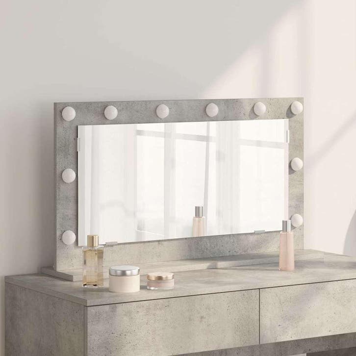 vidaXL Make-up Spiegel Rechthoekig Beton Grijs 80 x 45 x 18, Huis en Inrichting, Woonaccessoires | Spiegels, Nieuw, Verzenden