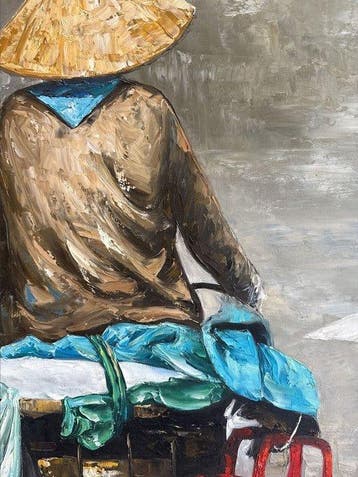 Nguyen Robert - Journée Populaire 80 60 cm  Vendu sans, Antiek en Kunst