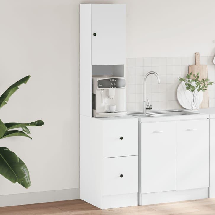 vidaXL Keukenkast 35x50x180 cm bewerkt hout wit, Huis en Inrichting, Kasten | Overige, Nieuw, Verzenden