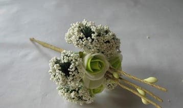 Corsage Miniroos New Style Pick Creme-Groen, Nieuw