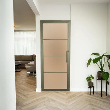 Stalen Binnendeur - Olijfgroen - 4 Vlaks - Mat glas, Binnendeur
