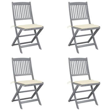 vidaXL Set van 4 klapstoelen met kussens, gemaakt van, Verzenden, Nieuw