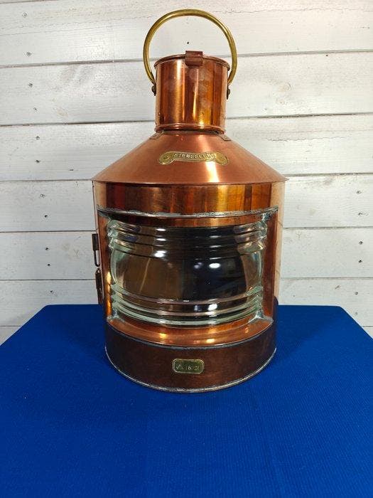 Zware kwaliteit koper messing scheepslamp - Lamp - Koper,, Antiquités & Art, Curiosités & Brocante