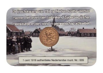Nederland. Wilhelmina. 1916 Coincard De IJsschotsramp. De, Timbres & Monnaies, Monnaies | Pays-Bas
