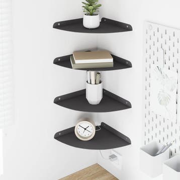 vidaXL Hoek Plank 4 st Zwart 24 x 24 x 2 cm, Verzenden