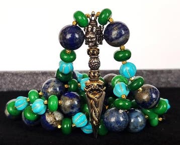 Lapis lazuli & Turquoise - Halsketting - Boeddhistisch, Antiek en Kunst