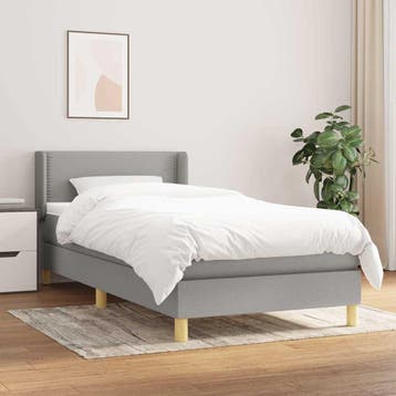 vidaXL Boxspring met matras stof lichtgrijs 90x200 cm, Verzenden