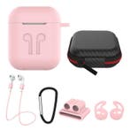6 in 1 Kit voor AirPods 1 / 2 Roze - Hoesje / Anti-Lost, Verzenden