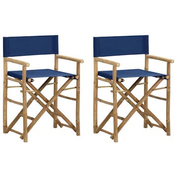 vidaXL Regisseursstoelen 2 st inklapbaar blauw bamboe en, Verzenden