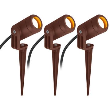 Tuinspots 3x Mini LED Spike Tuinspot Corten Tuinverlichting, Verzenden, Nieuw