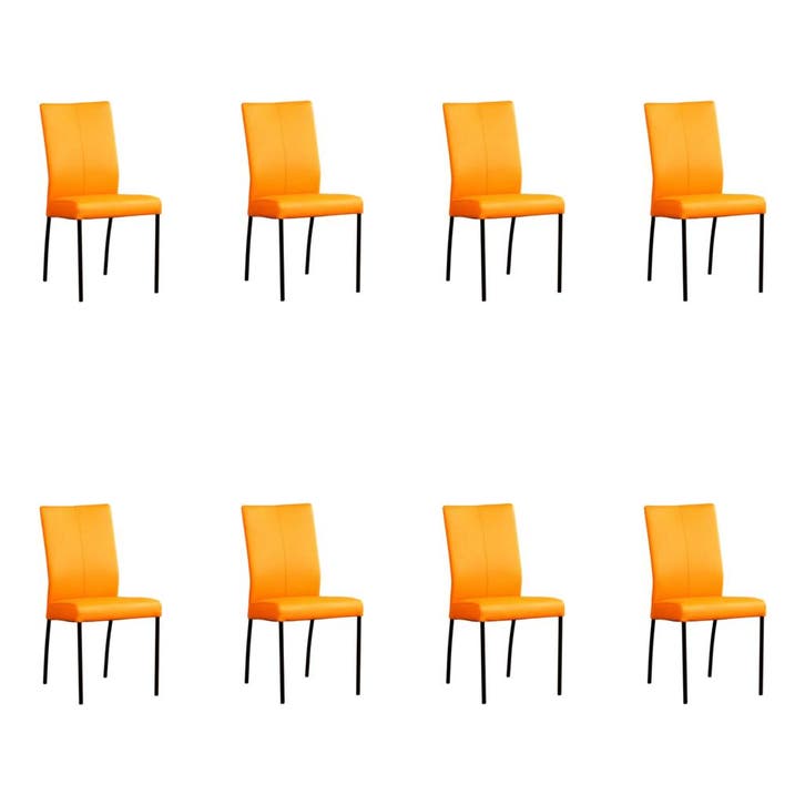 Set van 8 Leren eetkamerstoelen Comfort - Toledo Mandarin, Maison & Meubles, Chaises, Enlèvement ou Envoi