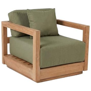 Bazar Bizar Tuinfauteuil Umalas - Groene Alga - Tuinstoel -, Tuin en Terras, Verzenden, Nieuw, Teakhout