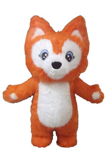 KIMU® Mega Opblaasbare Mascotte Vos Oranje 2 Meter Fox Kostu, Ophalen of Verzenden, Nieuw