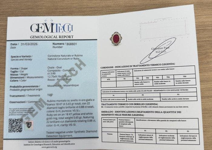 Bague - 18 carats Or blanc, Or jaune Rubis - Diamant, Bijoux, Sacs & Beauté, Bagues