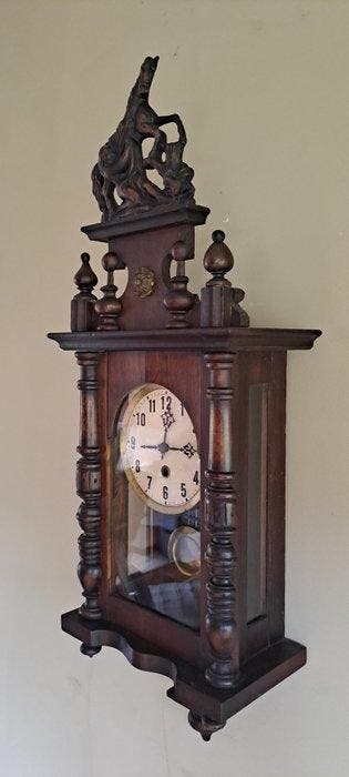 Regulateur wandklok - Antiek Hout, Glas, Messing - 1930-1940, Antiek en Kunst, Antiek | Klokken