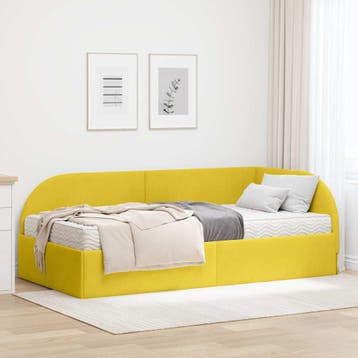 vidaXL Hoekbedframe met Matras met hoofdeinde 2 pcs Geel, Verzenden, Nieuw