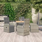vidaXL 5-delige Tuinset met kussens poly rattan grijs, Verzenden, Nieuw, Tuinset