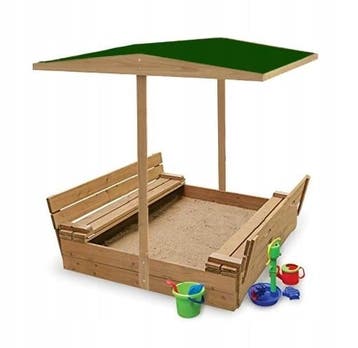 Speelzandbak vurenhout | Met dak & zitbank | OP=OP!, 100 cm of meer, Vierkant, Nieuw, Ophalen of Verzenden