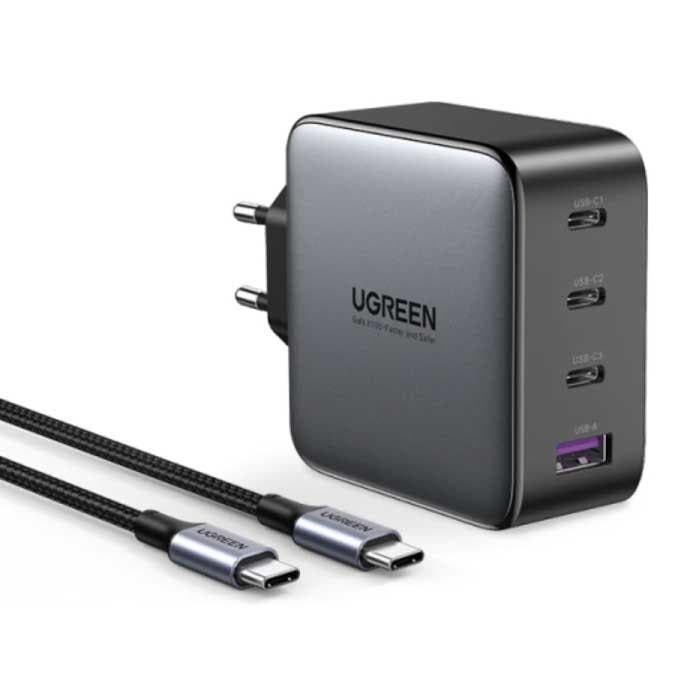 100W Stekkerlader en Oplaadkabel - Quad Port PD / Quick, Télécoms, Téléphonie mobile | Batteries, Envoi