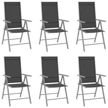 vidaXL Klapstoelen 6 stuks Textilene Zwart, Verzenden, Nieuw