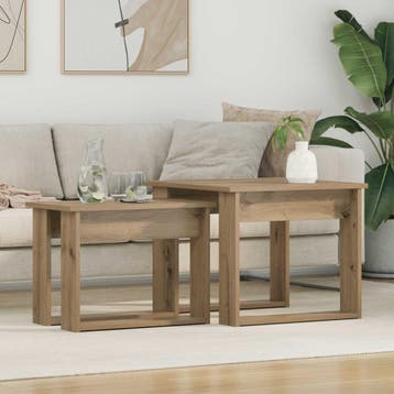 vidaXL Koffietafel Set 2 st Artisan Eiken 50 x 52 x 42 cm, Verzenden, Nieuw