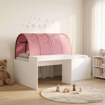 vidaXL Bed met Tunnel 3 st Wit en Roze Bewerkt hout, Huis en Inrichting, Slaapkamer | Bedden, Verzenden, Nieuw