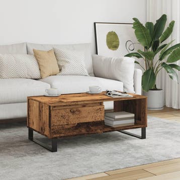 vidaXL Salontafel 90x50x36,5 cm bewerkt hout oud houtkleurig, Huis en Inrichting, Verzenden, Nieuw
