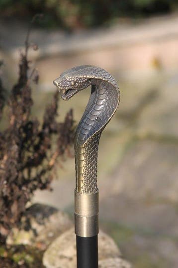Canne de marche - Argot du Cobra - Laiton, Antiquités & Art