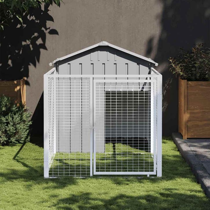 vidaXL Hondenhok met dak 117x201x123 cm gegalvaniseerd staal, Animaux & Accessoires, Maisons pour chiens, Envoi