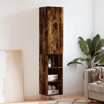 vidaXL Hoge kast 34,5x34x180 cm bewerkt hout gerookt, Verzenden, Nieuw