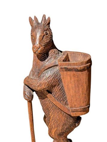 Beeld, Antique Black Forest Sculpture - 18 cm - Hout