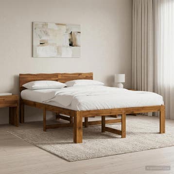 vidaXL Tweepersoonsbed met hoofdbord ROSTOCK Naturel 160 x, Huis en Inrichting, Slaapkamer | Bedden, Verzenden, Nieuw