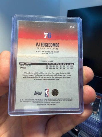 2025 Topps Topps Rookie VJ Edgecombe Rookie-kaart, Insert, Collections