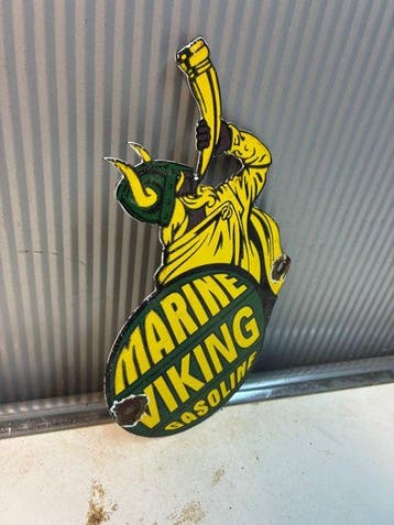 Marine Viking Gasoline – Emaille Reclamebord – Viking –, Antiek en Kunst