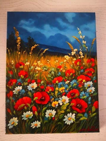 Gabriele Fabris (1958) - Paesaggio Fiorito, Antiquités & Art, Art | Peinture | Classique