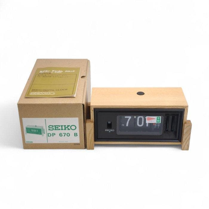 Flip klok - Seiko - Mid-century modern Hout - 1970-1980 -, Antiek en Kunst, Antiek | Klokken