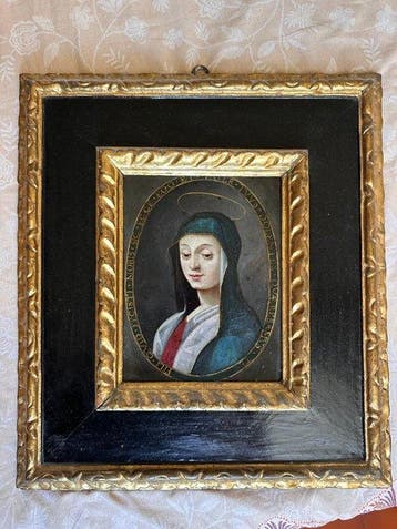 Scuola italiana (XVII-XVIII) - Madonna dipinta su lastra di