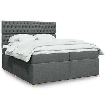 vidaXL Boxspring met matras stof donkergrijs 200x200 cm, Verzenden, Nieuw