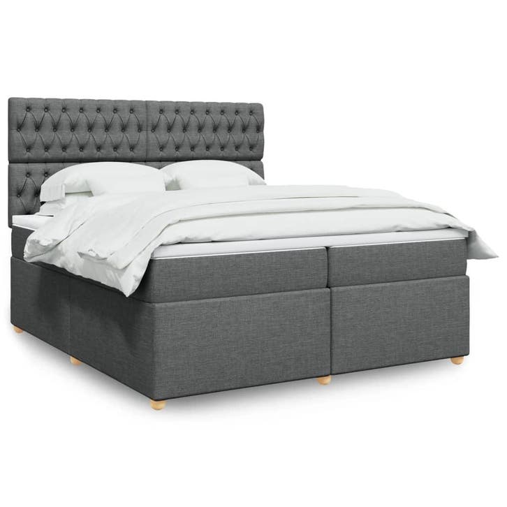 vidaXL Boxspring met matras stof donkergrijs 200x200 cm, Huis en Inrichting, Slaapkamer | Bedden, Nieuw, Verzenden