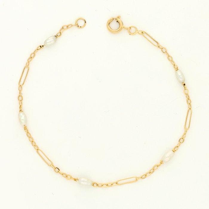 Armband - 14 karaat Geel goud - Parel, Handtassen en Accessoires, Armbanden