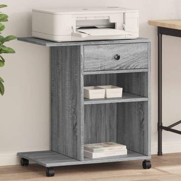 vidaXL Printerkastje met wielen 60x40x68,5 cm grijs sonoma, Verzenden