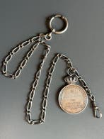 830S Silver Pocket Watch Chain with Gustaf V Service Medal, Nieuw