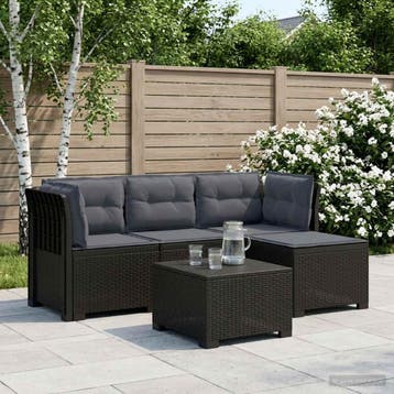vidaXL 4-Zitter Tuin Sofa met Kussens Rattan Look PP, Verzenden
