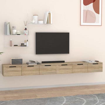 vidaXL Wandkasten 2 st 102x30x20 cm bewerkt hout sonoma, Verzenden