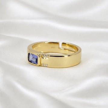 Zonder minimumprijs - Ring Verguld Tanzaniet - Diamant - 18k