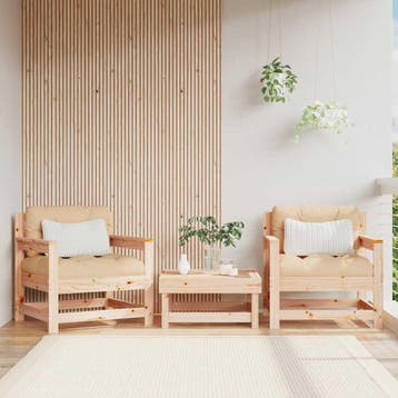 vidaXL Tuinstoelen 2 st met kussens massief grenenhout, Verzenden, Nieuw