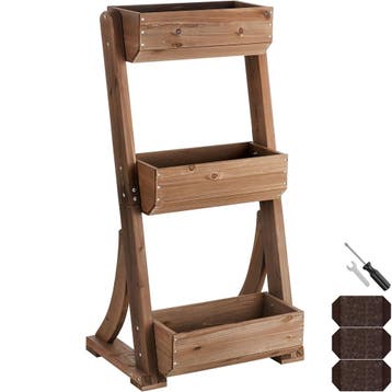tectake Plantenbak Flora, gelakt hout, met plantenfolie - br, Verzenden, Nieuw