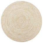 vidaXL Vloerkleed handgemaakt 90 cm jute wit en naturel, Huis en Inrichting, Stoffering | Tapijten en Vloerkleden, Verzenden, Nieuw