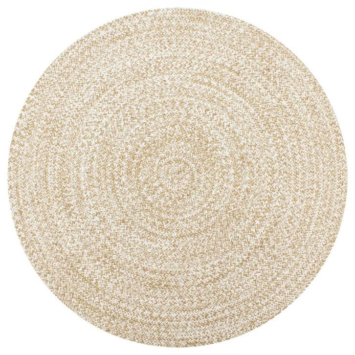 vidaXL Vloerkleed handgemaakt 90 cm jute wit en naturel, Maison & Meubles, Ameublement | Tapis & Moquettes, Envoi