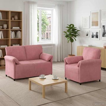 vidaXL bank / zetelstel 2 st Roze Fluweel, Huis en Inrichting, Zetels | Zetels, Verzenden, Nieuw